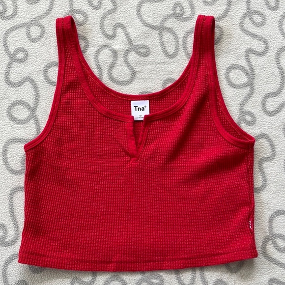 Aritzia Tops - Aritzia Tna Red Waffle Notch Tank